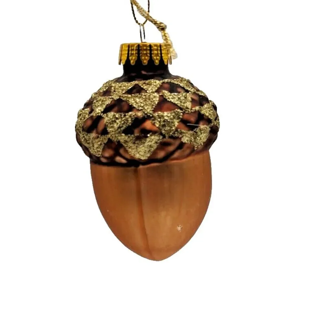 Acorn Blown Glass Ornament Lot of 6